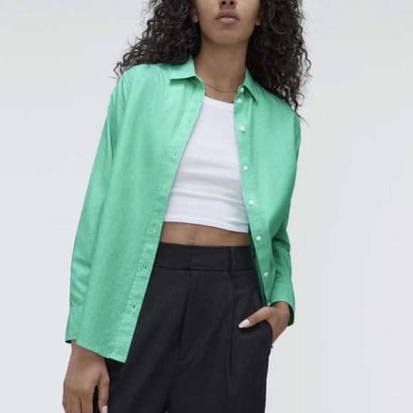 Everlane Tops - NEW EVERLANE The Silky Cotton Women's Relaxed Button Down Shirt Mint WOMEN 4